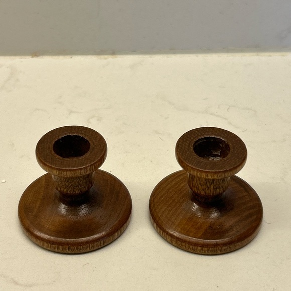Vintage Miniature lathe-turned wooden candle holders - Picture 3 of 5